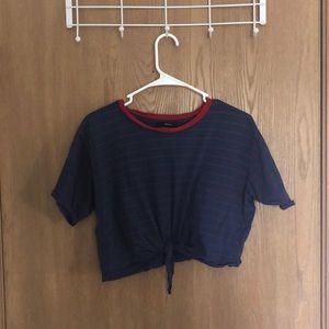 Blue & Red Tie Front Crop Top☺️